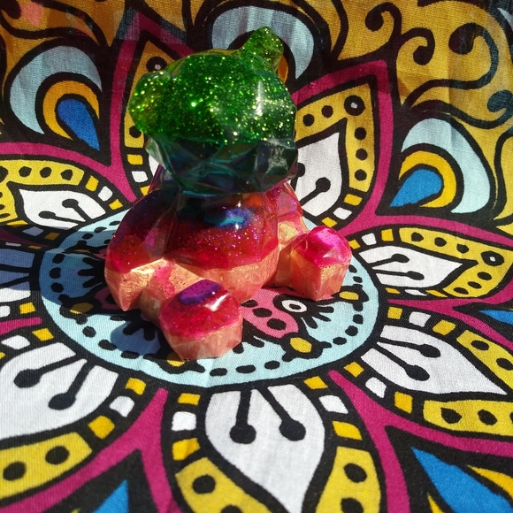 🧸SOLD🧸Teddy Bear Resin Sparkle Art Cute Gift Handmade Epoxy Artisan Bears - Picture 8 of 15